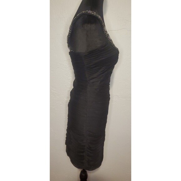 Black Formal 90s Y2K Party Prom Rhinestone Beaded Bodycon Mini Dress LBD | 4P - Picture 5 of 9